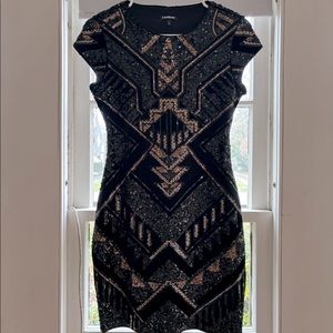 Black and gold sequin Express dress